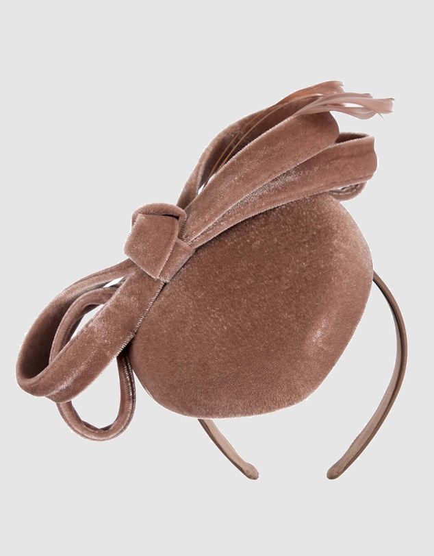 Max Alexander - Velvet Taupe Winter Pillbox Fascinator