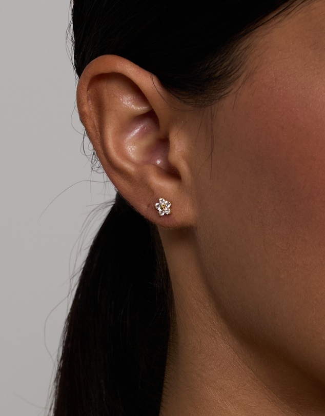 Michael Hill - Flower Stud Earrings in 18kt Vermeil with Cubic Zirconia
