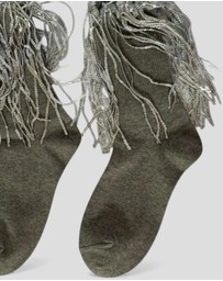 High Heel Jungle - Bowie Cotton Socks With Glitter Fringe