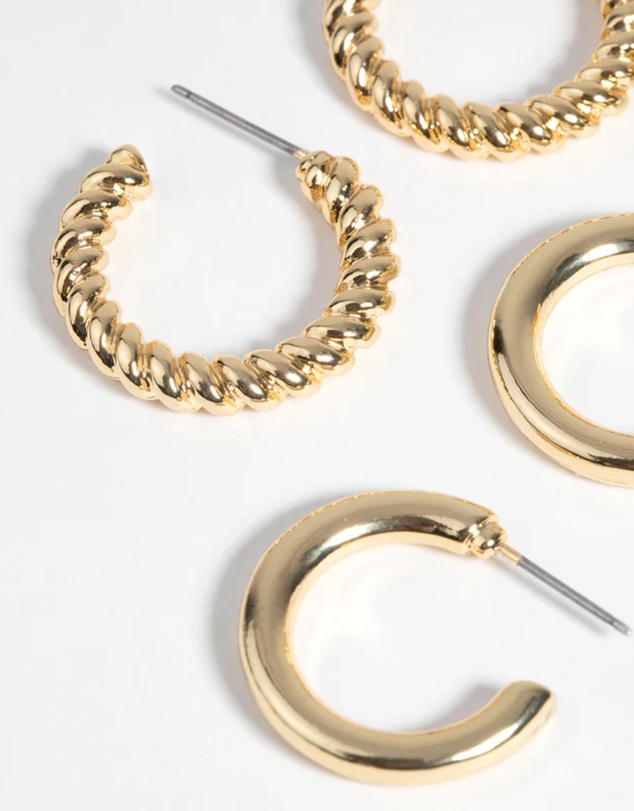 Lovisa - Gold Plated Twisted Hoop Earring Pack