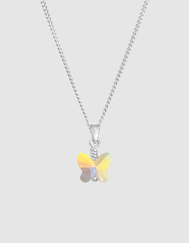Elli Jewelry - Butterfly Crystal Kids Necklace in 925 Silver