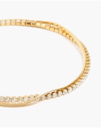 Lovisa - Waterproof Gold Plated Stainless Steel Diamante & Snake Chain Layered Bracelet