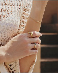 Ania Haie - Ania Haie Gold Bezel Malachite and Lab Created Turquoise Ring