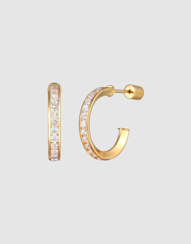 Elli Jewelry - Earrings Stud Hoop Zirconia 925 Sterling Silver