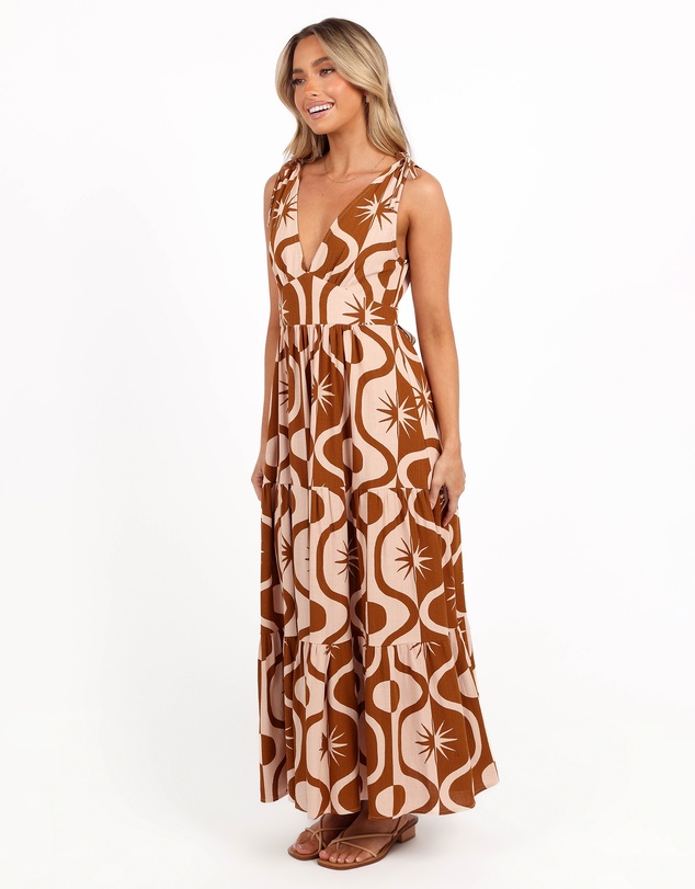 Petal & Pup - Zora Maxi Dress - Tan Print