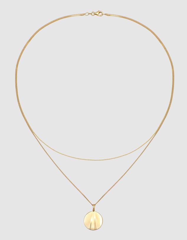 Elli Jewelry - Wave Platelet Layer Necklace in Gold-Plated 925 Silver