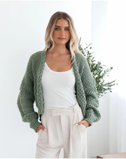 Esther & Co - Dorine Cardigan - Forest Green