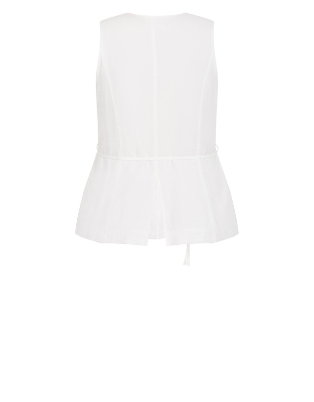 City Chic - Plus size Evani Tie Waist Vest - ivory
