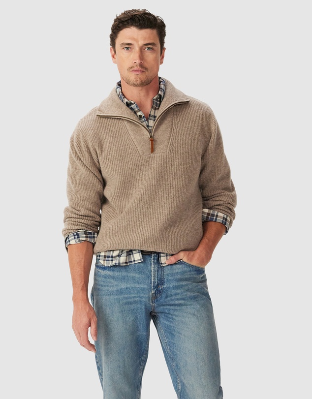 R.M.Williams - Linton Quarter Zip Lambswool Knit Jumper