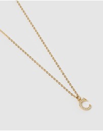 Izoa - Crystal Letter C Necklace Gold