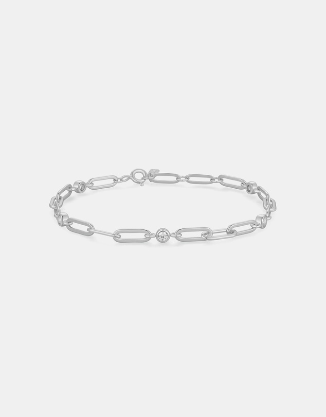 Ania Haie - Silver Bezel Station Paper Clip Chain Bracelet