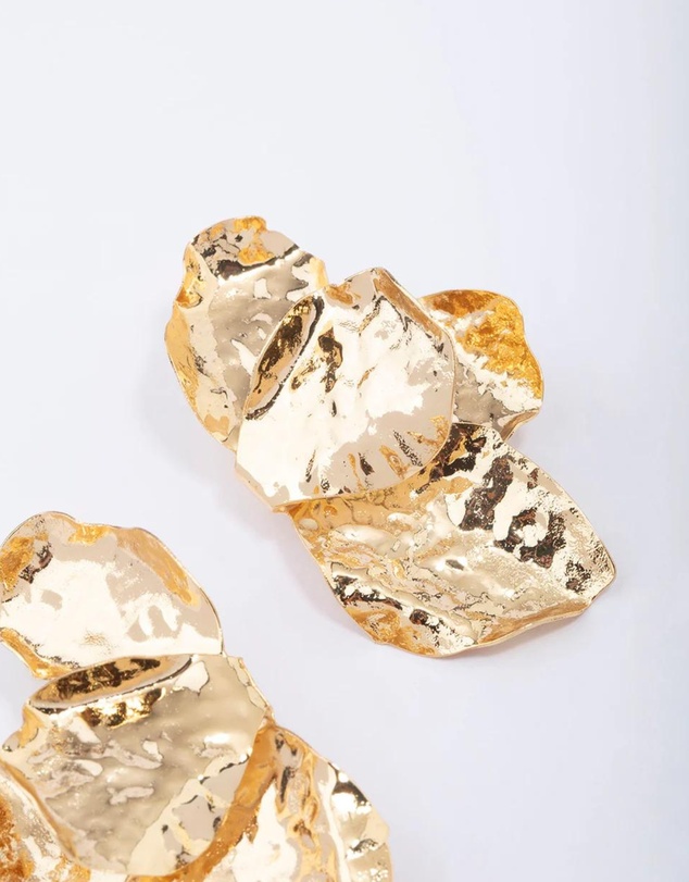 Lovisa - Gold Plated Half Flower Statement Stud Earrings