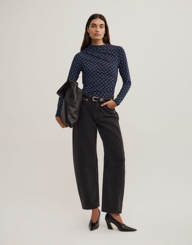 Witchery - Asymmetric Mesh Long Sleeve Top