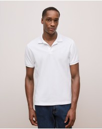 Trenery - Pique Monogram Short Sleeve Polo in White