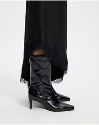 AERE - Anais Square Toe Heeled Leather Ankle Boots