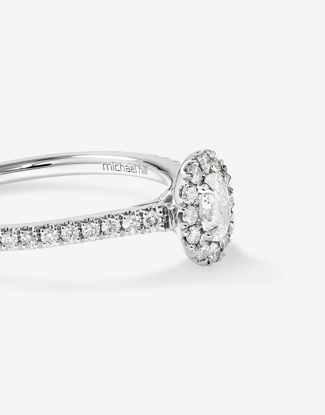 Michael Hill - Oval Halo Ring with 0.50 Carat TW of Diamonds in 14kt White Gold