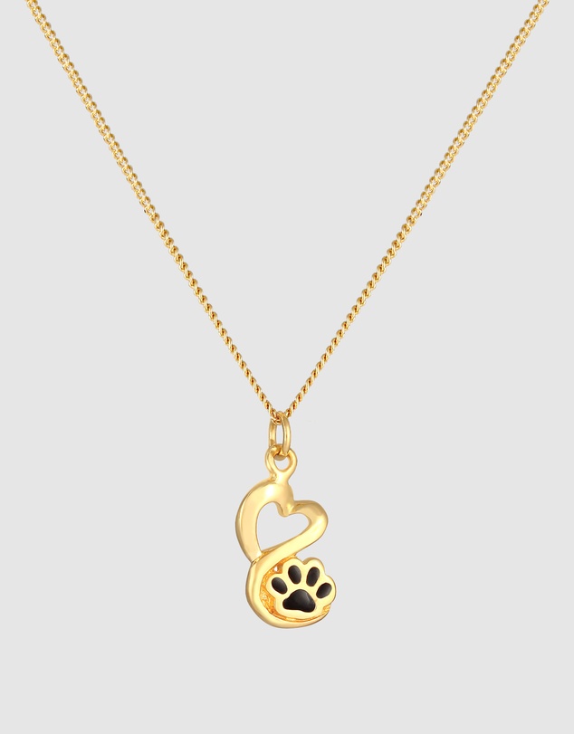 Elli Jewelry - Necklace Paw Love 925 Sterling Silver Gold-Plated
