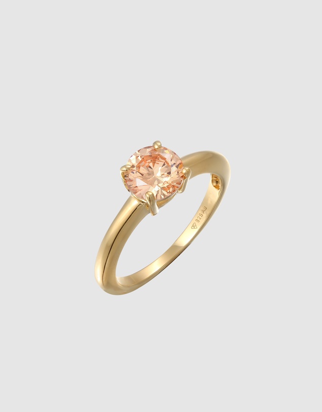 Elli Jewelry - Ring with Zirconia 925 Sterling Silver Gold-plated