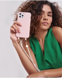 LOUVE COLLECTION - Dusty Pink Phone Case + Pearl Crossbody Chain