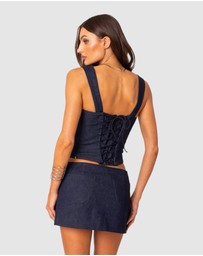 EDIKTED - Jemma Lace Up Denim Corset
