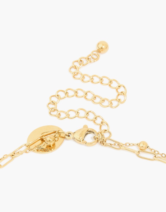 Lovisa - Waterproof Gold Plated Stainless Steel Lapis Lazuli Semi Precious Stone Chain Layered Necklace