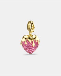Swarovski - Idyllia Charm, Round Cut, Heart, Pink, Gold-tone Plated