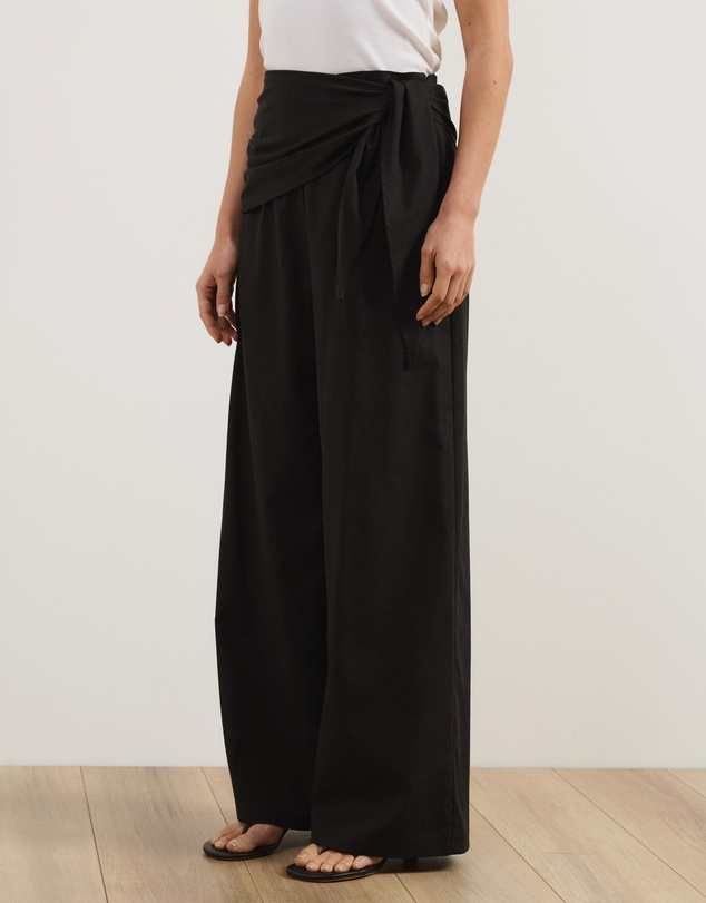 Atmos&Here - Sabrina Linen Blend Wrap Belt Pants