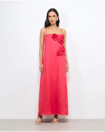AERE - Mika Placement Flower Maxi Dress