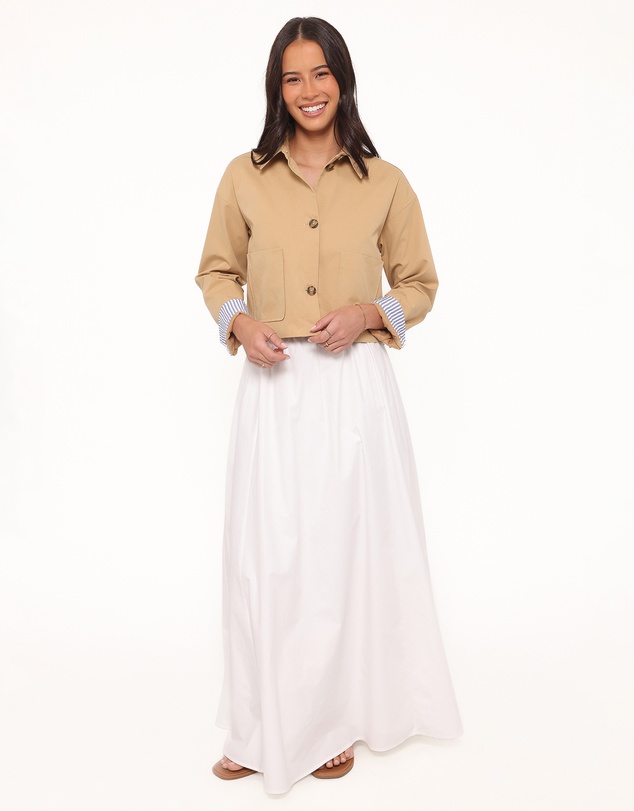Petal & Pup - Mattie Cropped Trucker Jacket - Taupe