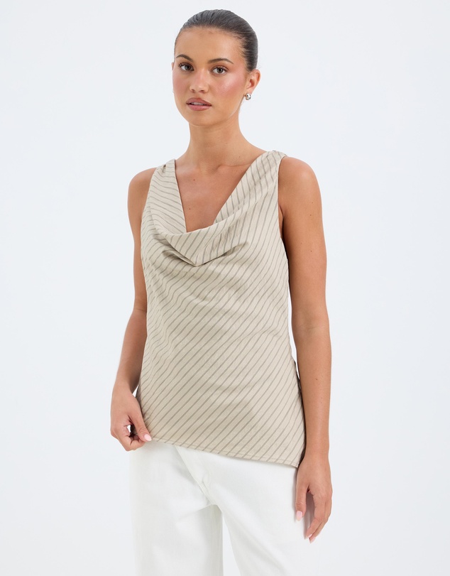 Calli - Frankie Stripe Cowl Neck Top