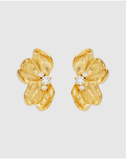 By Charlotte - Serene Lotus Statement Earrings