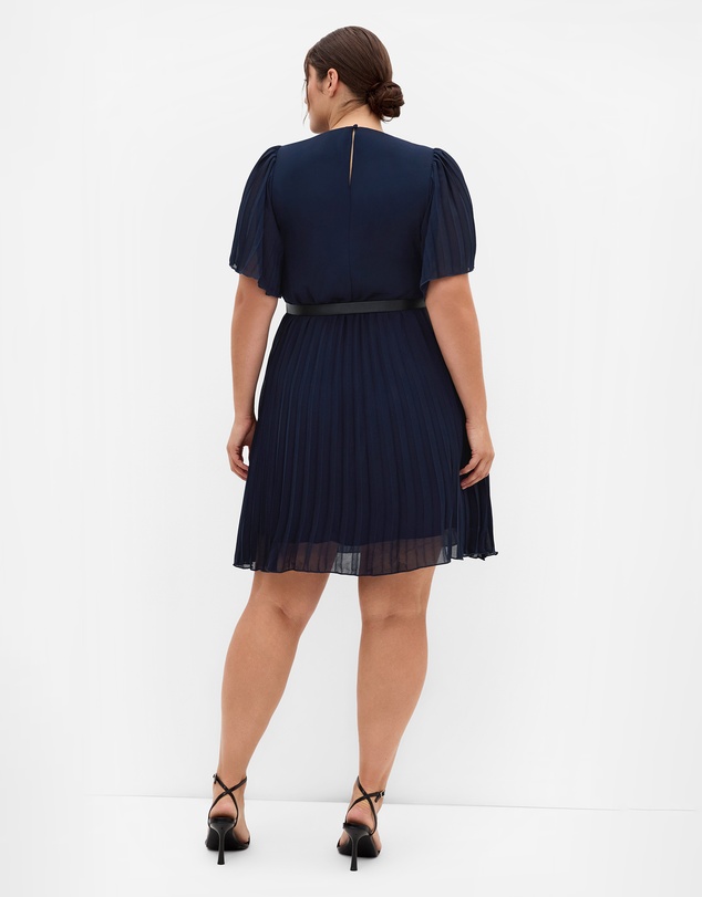 City Chic - Plus size Newberry Street Pleat Dress - navy