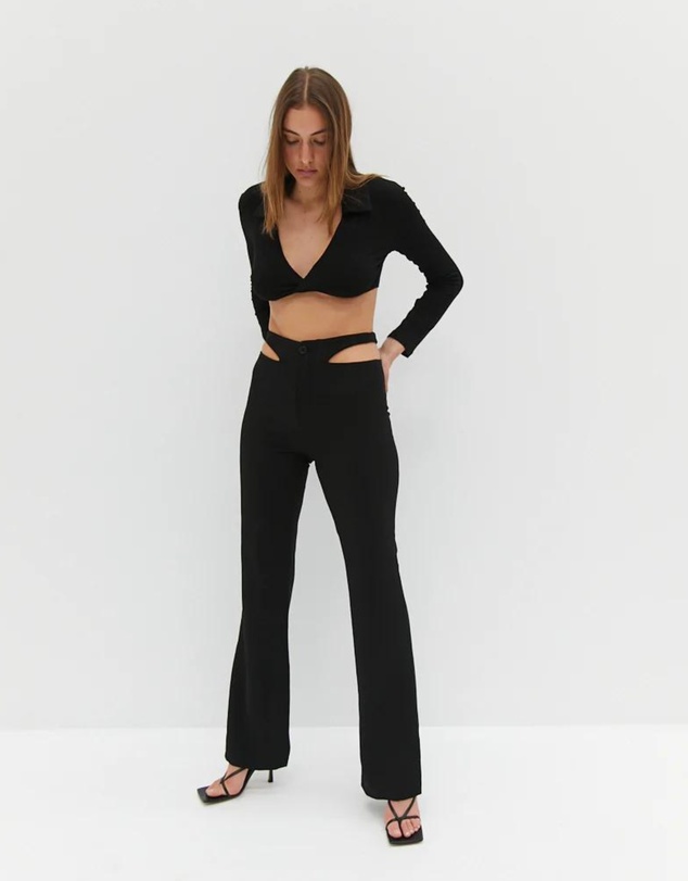 Style Addict - Waist Slit Pants - Black