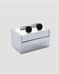 Geoffrey Beene - Round Black Stone Cufflinks