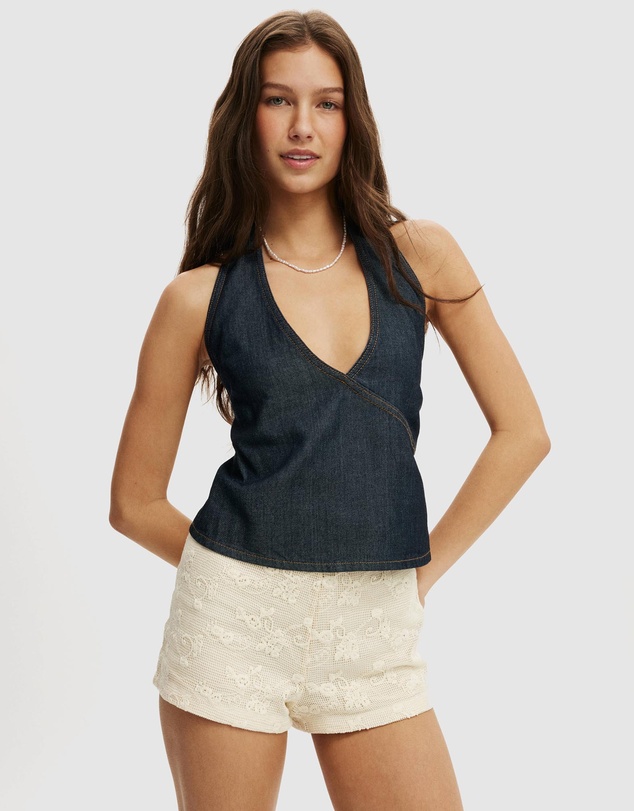 Cotton On - Avery Wrap Denim Top