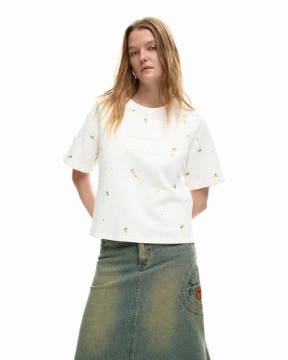 Desigual - T-shirt with logo appliqués