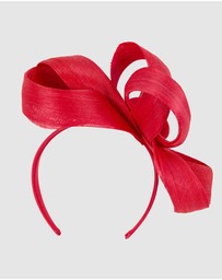 Fillies Collection - Red Abaca Loops Racing Fascinator