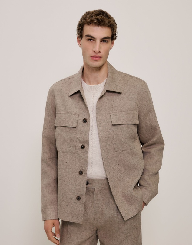 Trenery - Yarn Dyed Linen Twin Pocket Jacket in Otter