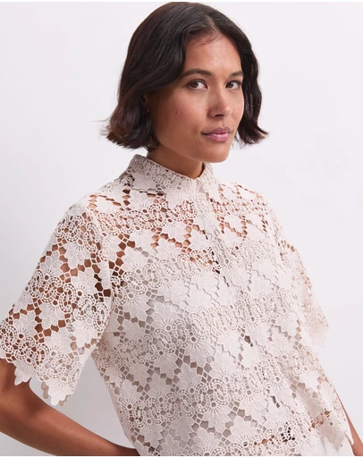 Sportscraft - Ariana Lace Cropped Shirt