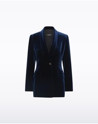 Carla Zampatti - Navy Velvet Shawl Collar Jacket