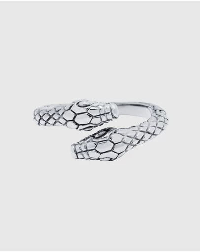 Nialaya Jewellery - Men's Stainless Steel Vintage Snake Ring