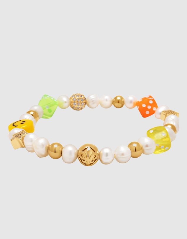 Nialaya Jewellery - Men's Pair of Dice Pearl Bracelet