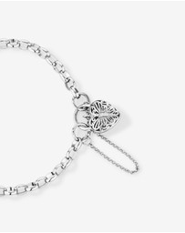 Michael Hill - Cubic Zirconia Butterfly Padlock Belcher Bracelet in Sterling Silver