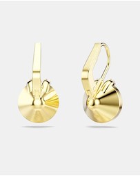 Swarovski - Bella V Drop Earrings, Round Cut, Green, Gold-Tone Plated
