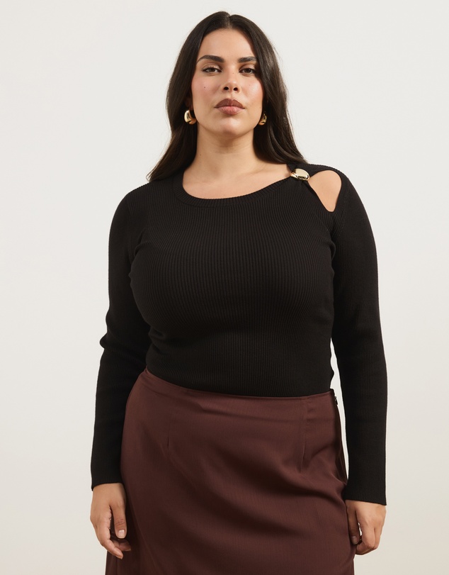 Atmos&Here Curvy - Kaia Long Sleeve Rib Knit Top