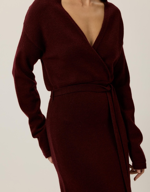 Tussah - Ella Knitted Wrap Front Long Sleeve Midi Dress