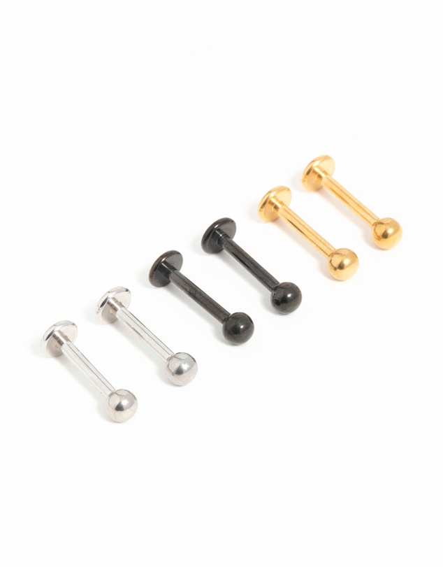 Lovisa - Mixed Mini Diamante Surgical Steel Flat Back Studs 6-Pack
