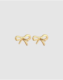 Elli Jewelry - Earrings Stud Bow Trend with Zirconia Crystals in 925 Sterling Silver Gold Plated