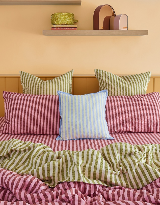 Mosey Me - Butter Blue Seersucker Square Cushion
