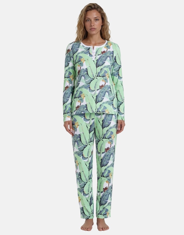 Sant And Abel - Women's Martinique® Green Banana Leaf Jersey Long PJ Set